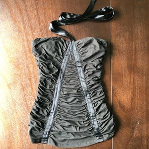 BEBE Ribbon Halter Corset Style Sleeveless Blouse